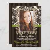 オリーブ ヴィンテージ ライラック フレーム 卒業発表 招待状 (正面/裏面)