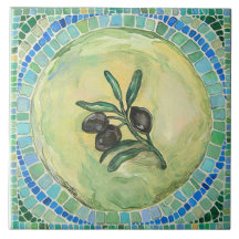 "オリーブ"、大きい(6" x 6")セラミックタイル