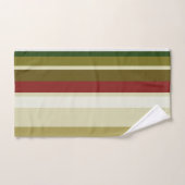 オリーブ、緑、赤ストライプ色 バスタオルセット (ハンドタオル)