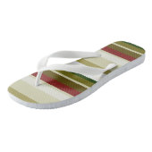 オリーブ、緑、赤ストライプ色 ビーチサンダル (アングル)