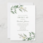 オリーブ。花Sweet 16.夏の16th誕生日 招待状 (正面)