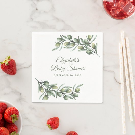 オリーブ。赤イタリアンちゃん夏用植物学 スタンダードカクテルナプキン (インサイチュ)