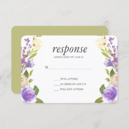 オリーブ | Chic LavenderフローラウェディングRsvpの応答 招待状