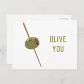 オリーブ(I愛)おもしろいでロマンチックなバレンタイン シーズンポストカード (正面/裏面)