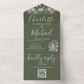 オリーブQRコードメイソンジャースストリングライト結婚ズ オールインワン招待状 (内側)