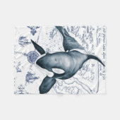 オルカの地図ブルー フリースブランケット (正面(横))