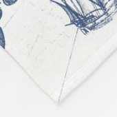 オルカの地図ブルー フリースブランケット (角)