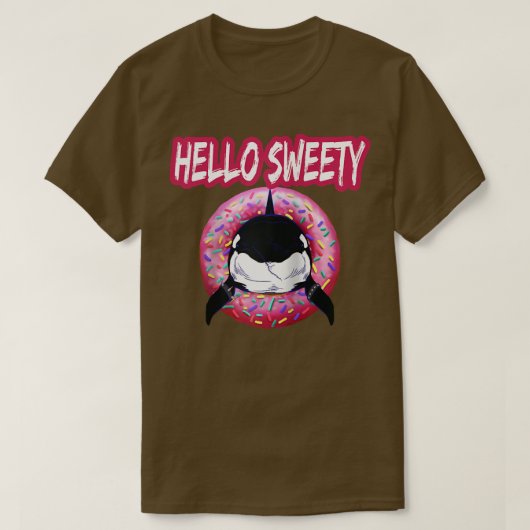 オルカはドーナツで泳ぐ Tシャツ (デザイン正面)