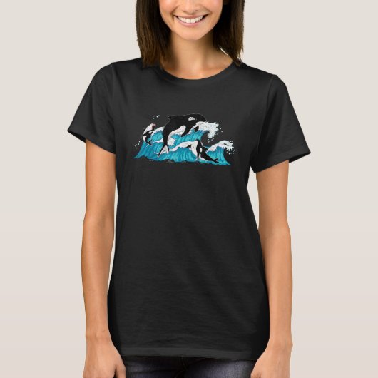 オルカウェーブズ海動物殺し鯨 Tシャツ (正面)