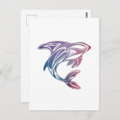 オルカカラフルクジラ入れ葉書 ポストカード (正面/裏面)