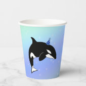 オルカキパーソナライズされたラーホエール誕生日 紙コップ (正面)