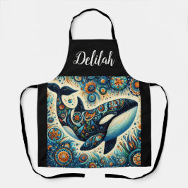 オルカキラークジラお洒落フローラ航海のビーチ エプロン
