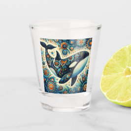オルカキラークジラお洒落フローラ航海のビーチ ショットグラス