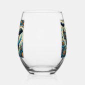 オルカキラークジラお洒落フローラ航海のビーチ ステムなしワイングラス (左)