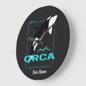 オルカキラークジラがオルカを愛する女性向け ラージ壁時計 (傾斜)
