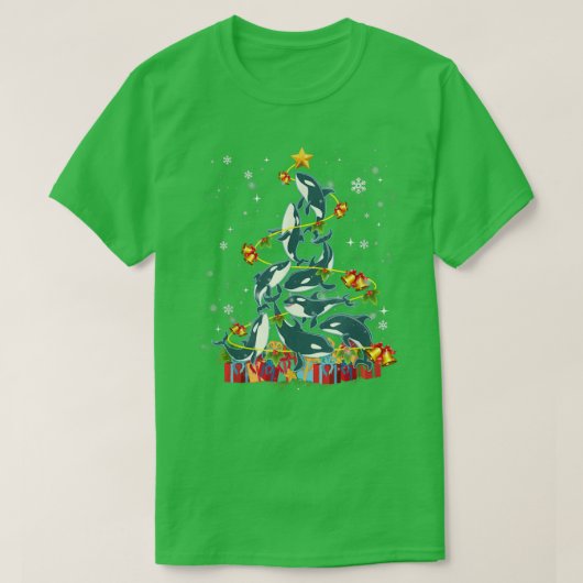 オルカキラークジラオーナメントクリスマスツリー141 Tシャツ (デザイン正面)
