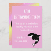 オルカキラークジラ誕生日 招待状 (正面/裏面)