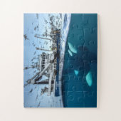 オルカキラーホエールコマーシャル魚釣りボート海 ジグソーパズル (縦)