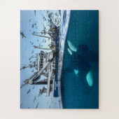 オルカキラーホエールコマーシャル魚釣りボート海 ジグソーパズル (縦)