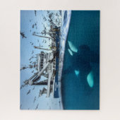 オルカキラーホエールコマーシャル魚釣りボート海 ジグソーパズル (縦)