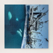 オルカキラーホエールコマーシャル魚釣りボート海 ジグソーパズル (横)