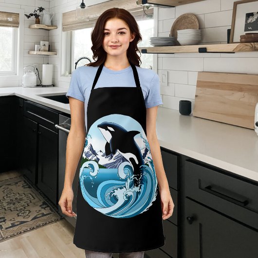オルカキラーホエールブルー海 エプロン