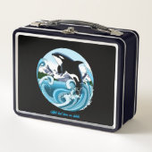オルカキラーホエールブルー海 メタルランチボックス (正面)