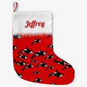 オルカキラーホエールポッド海テーマ スモールクリスマスストッキング (正面)