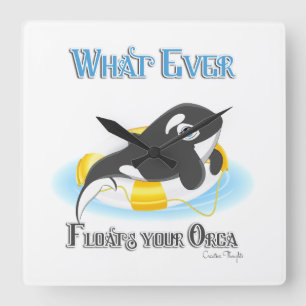 オルカクジラを浮かべるもの スクエア壁時計