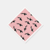 オルカクジライラストレーションポッドパターン海ピンク スタンダードカクテルナプキン (角)