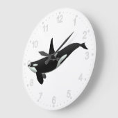 オルカクジライラストレーション-背景色の選択 ラージ壁時計 (傾斜)