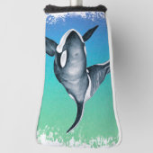 オルカクジラティール（緑がかった色）結晶 ゴルフヘッドカバー (回転90)