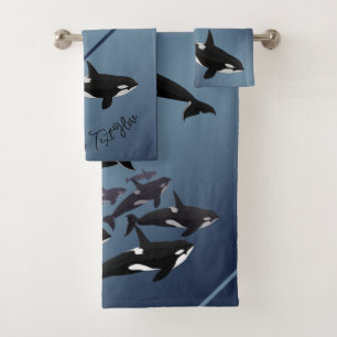 オルカクジラバスセットキラーゼールバスルームタオル バスタオルセット