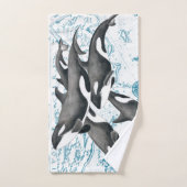 オルカクジラ科の古代の青 バスタオルセット (ハンドタオル)