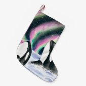 オルカクジラ銀河系ノーザンライツスターウォーターカラー スモールクリスマスストッキング (正面 (吊り時))