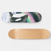 オルカクジラ銀河系ノーザンライトウォーターカラー スケートボード (横)