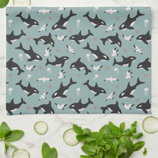 オルカクジラ キッチンタオル (折り畳み)