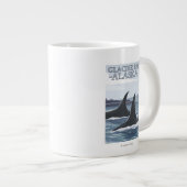 オルカクジラ#1 -アラスカ、氷河湾 ジャンボコーヒーマグカップ (正面右)