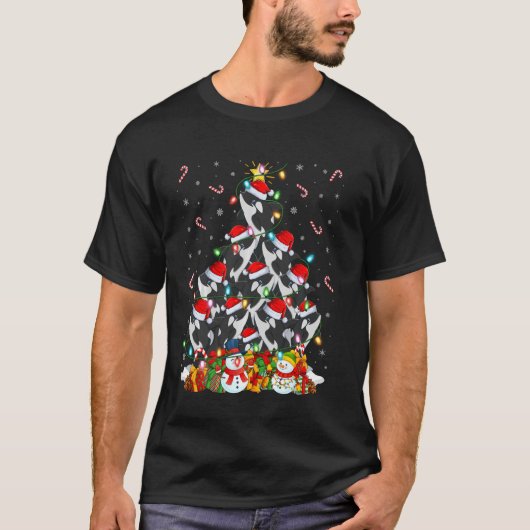 オルカクリスマス照明ツリーサンタオルカクリスマスロン Tシャツ (正面)