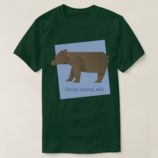 オルカスアイランドブラウン折り紙ベア抽象芸術幾何学模様 Tシャツ (デザイン正面)