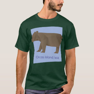 オルカスアイランドブラウン折り紙ベア抽象芸術幾何学模様 Tシャツ