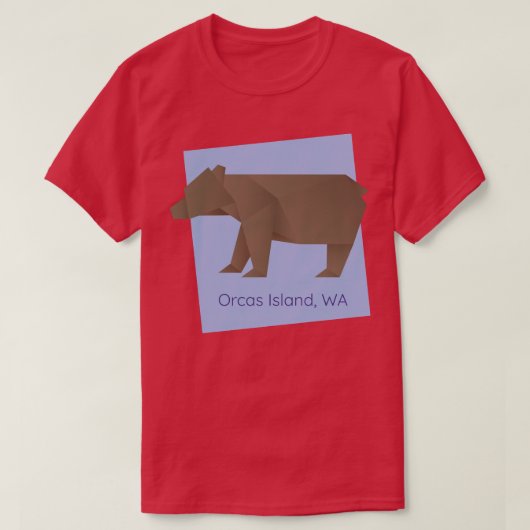 オルカスアイランドブラウン折り紙ベア抽象芸術幾何学模様 Tシャツ (デザイン正面)