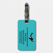 オルカスキラークジラティール（緑がかった色）ブルーパーソナライズされた ラゲッジタグ (裏面縦)