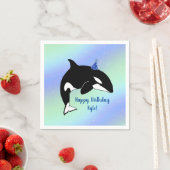オルカパーソナライズされたキラークジラ誕生日 スタンダードカクテルナプキン (インサイチュ)