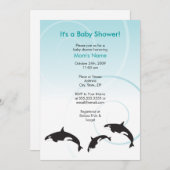 オルカファミリートリオベビーシャワー招待状 招待状 (正面/裏面)