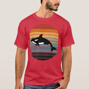 オルカファミリーヴィンテージレトロアートキラーホエールファミリー Tシャツ