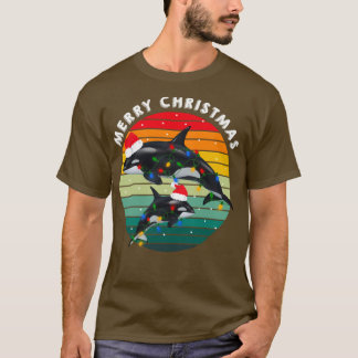 オルカファミリーヴィンテージレトロキラーホエールファミリー Tシャツ