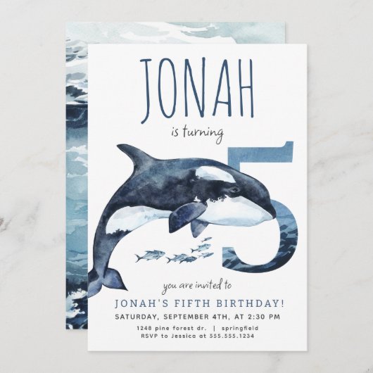 オルカフィフス誕生日招待状 招待状 (正面/裏面)