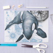 オルカブルーコンパスヴィンテージマップ 薄葉紙 (クラフト)