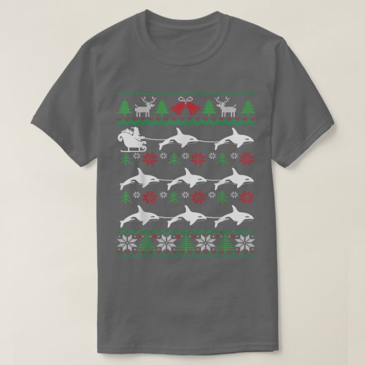 オルカプルサンタおもしろいスレーホエール恋人の醜いC Tシャツ (デザイン正面)